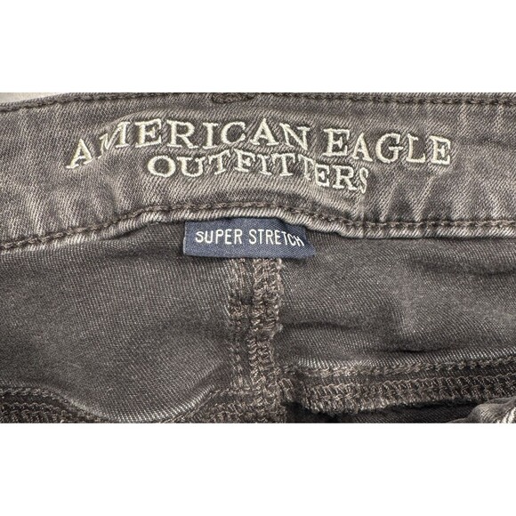 American Eagle Jeans Womens 2 Gray Super Low Jegging Distressed Measures 26 x 28 - Picture 3 of 10
